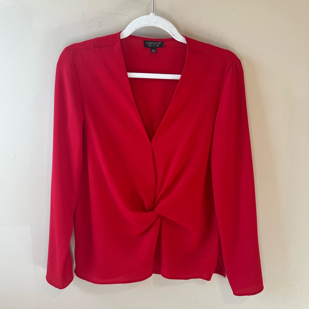 5 FOR 5--TopShop Twist Front Blouse in red size 4 - Picture 1 of 7